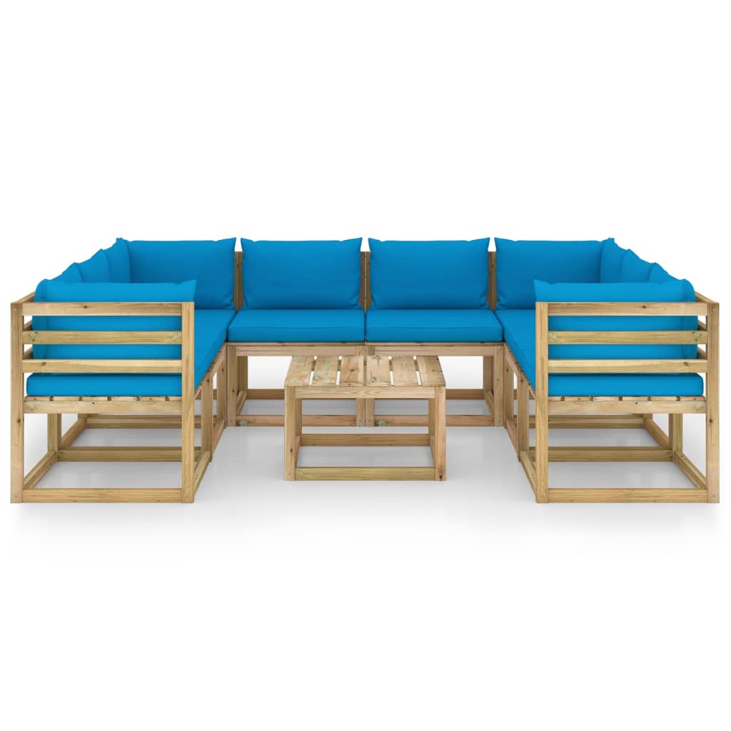 9-tlg. Garten-Lounge-Set mit Kissen Imprägniertes Kiefernholz