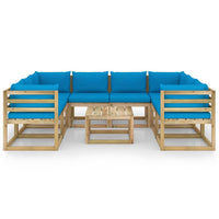 Thumbnail for 9-tlg. Garten-Lounge-Set mit Kissen Imprägniertes Kiefernholz