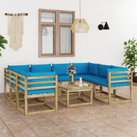 Thumbnail for 9-tlg. Garten-Lounge-Set mit Kissen Imprägniertes Kiefernholz