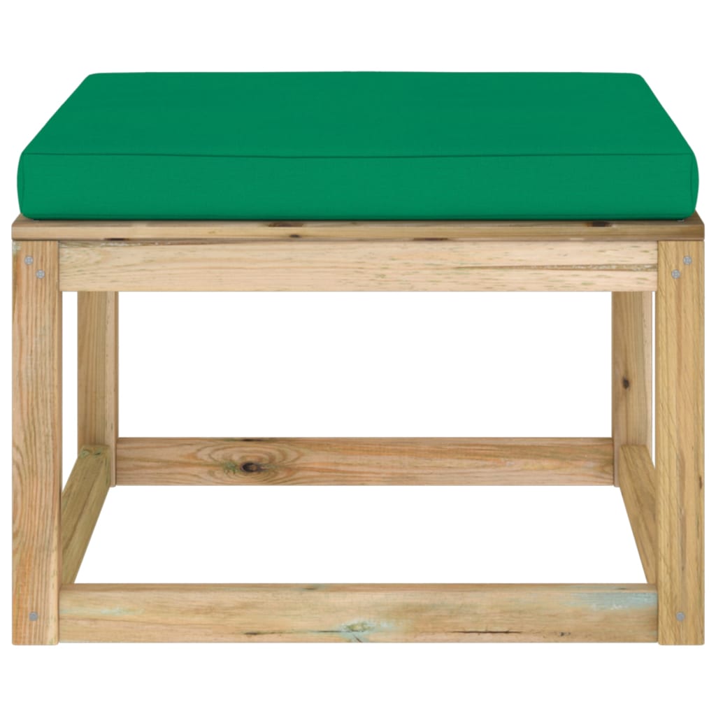 Garten-Fußhocker mit Kissen Grün Imprägniertes Kiefernholz