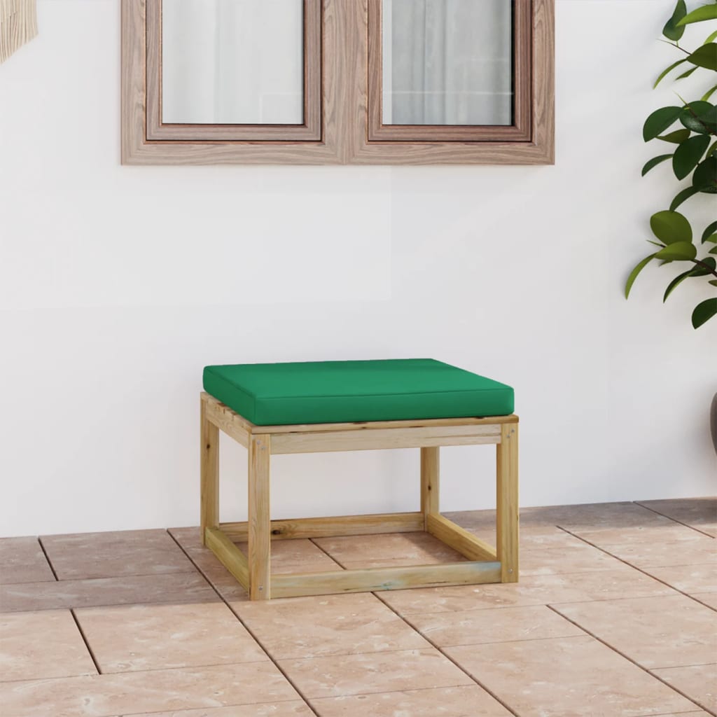 Garten-Fußhocker mit Kissen Grün Imprägniertes Kiefernholz