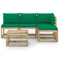 Thumbnail for 5-tlg. Garten-Lounge-Set mit Grünen Kissen