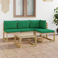 Thumbnail for 5-tlg. Garten-Lounge-Set mit Grünen Kissen
