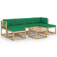 Thumbnail for 7-tlg. Garten-Lounge-Set mit Kissen Imprägniertes Kiefernholz