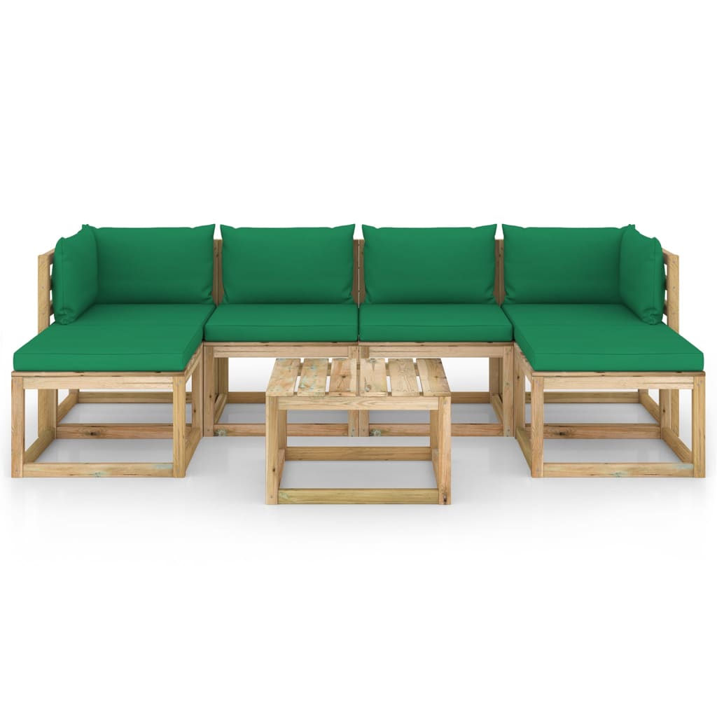 7-tlg. Garten-Lounge-Set mit Kissen Imprägniertes Kiefernholz