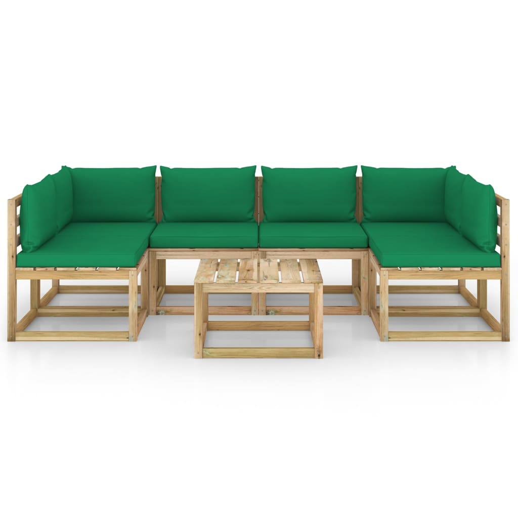 7-tlg. Garten-Lounge-Set mit Kissen Imprägniertes Kiefernholz