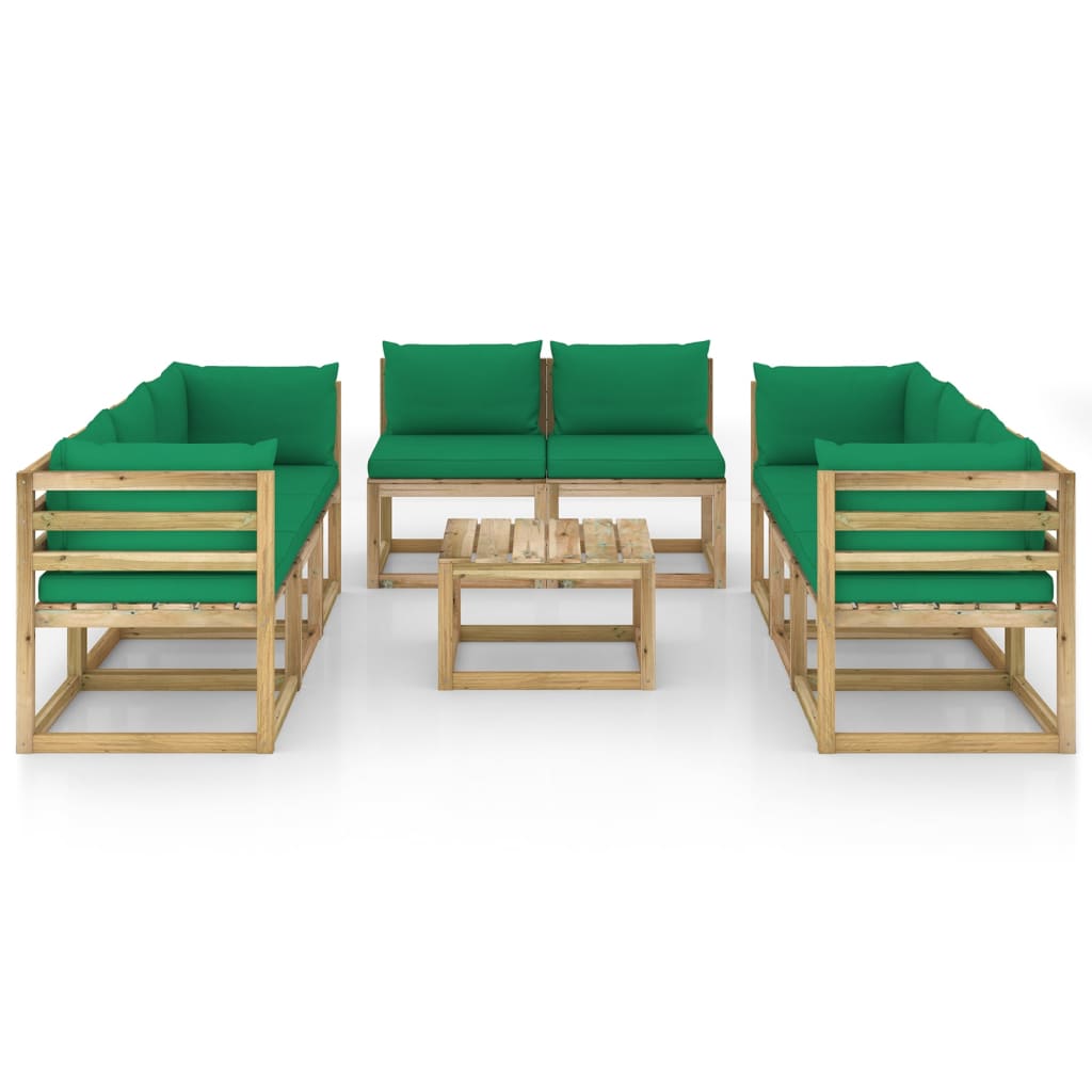9-tlg. Garten-Lounge-Set mit Kissen Imprägniertes Kiefernholz