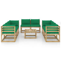 Thumbnail for 9-tlg. Garten-Lounge-Set mit Kissen Imprägniertes Kiefernholz
