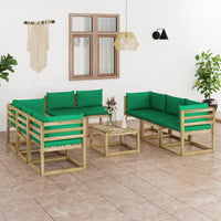 Thumbnail for 9-tlg. Garten-Lounge-Set mit Kissen Imprägniertes Kiefernholz