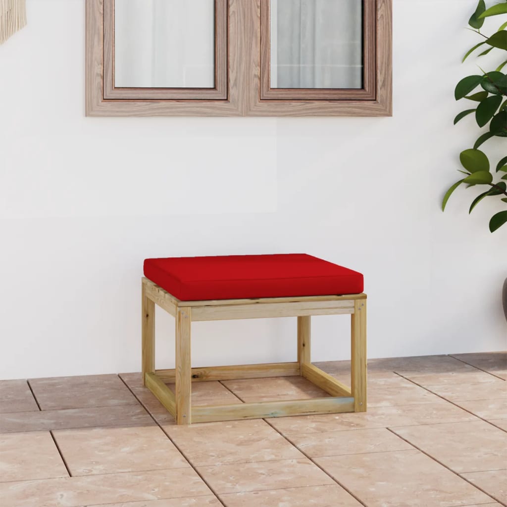 Garten-Fußhocker mit Kissen Grün Imprägniertes Kiefernholz
