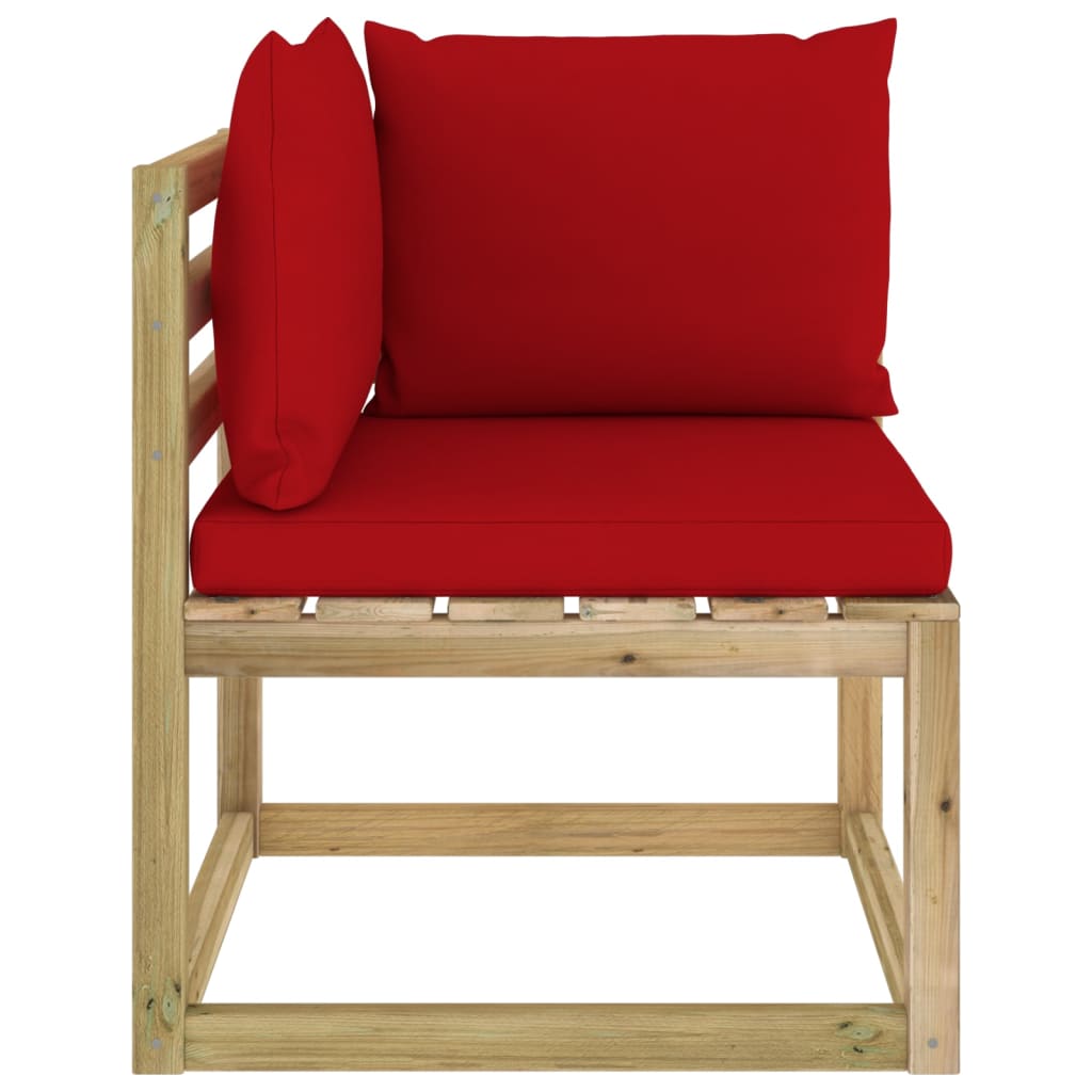 Garten-Ecksofas mit Kissen 2 Stk. Kiefernholz Grün Imprägniert