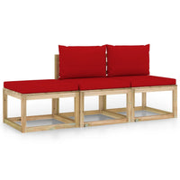 Thumbnail for 3-tlg. Garten-Lounge-Set mit Roten Kissen