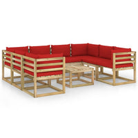 Thumbnail for 9-tlg. Garten-Lounge-Set mit Kissen Imprägniertes Kiefernholz