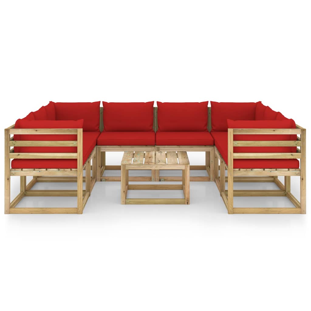 9-tlg. Garten-Lounge-Set mit Kissen Imprägniertes Kiefernholz
