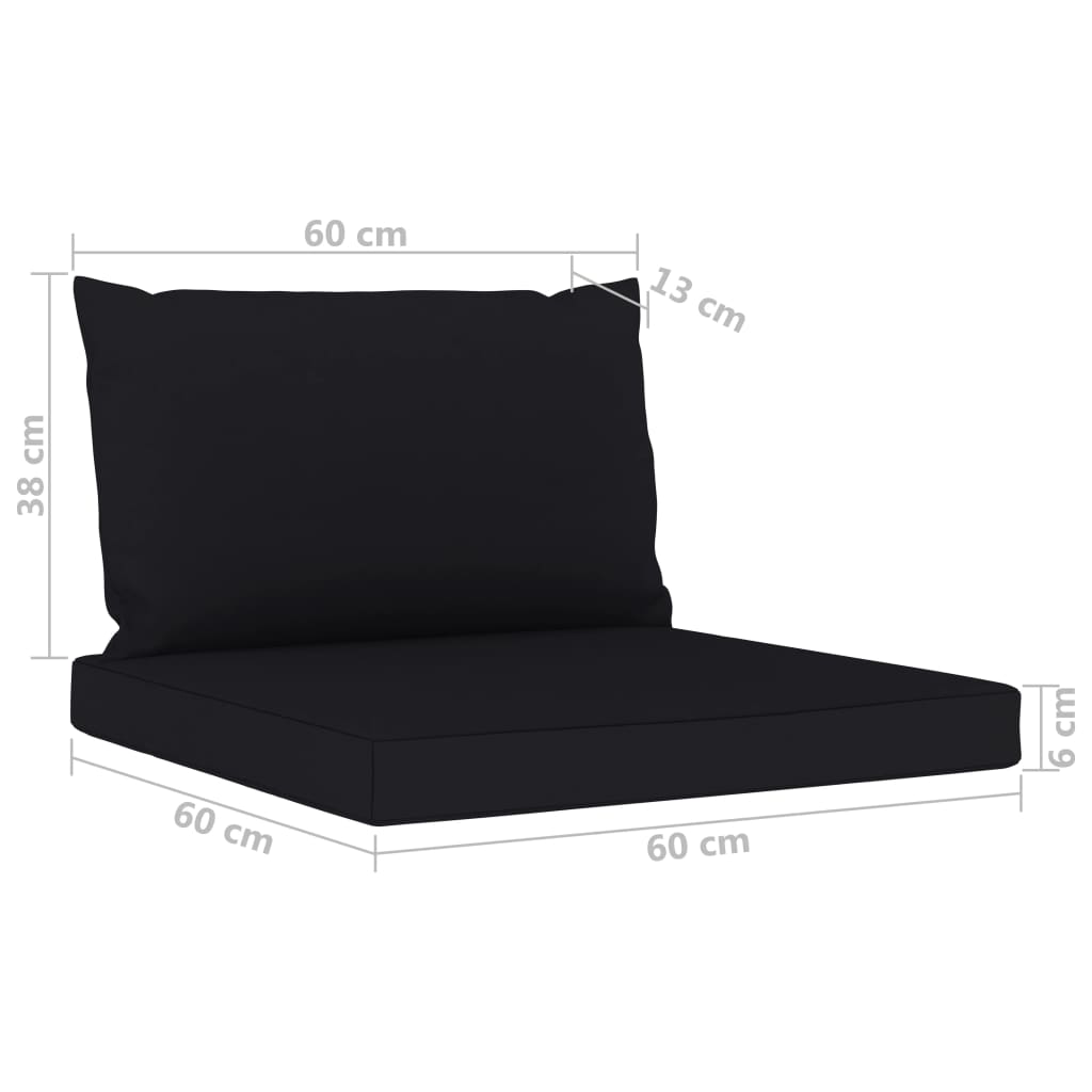 3-tlg. Garten-Lounge-Set mit Schwarzen Kissen
