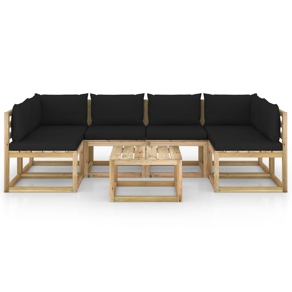 7-tlg. Garten-Lounge-Set mit Kissen Imprägniertes Kiefernholz