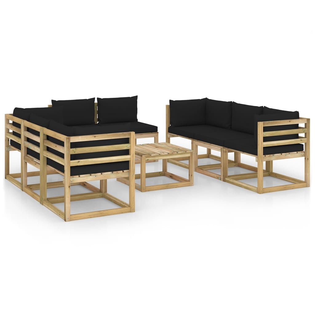 9-tlg. Garten-Lounge-Set mit Kissen Imprägniertes Kiefernholz