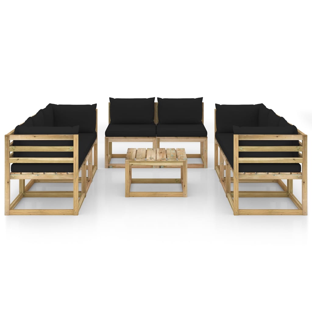 9-tlg. Garten-Lounge-Set mit Kissen Imprägniertes Kiefernholz