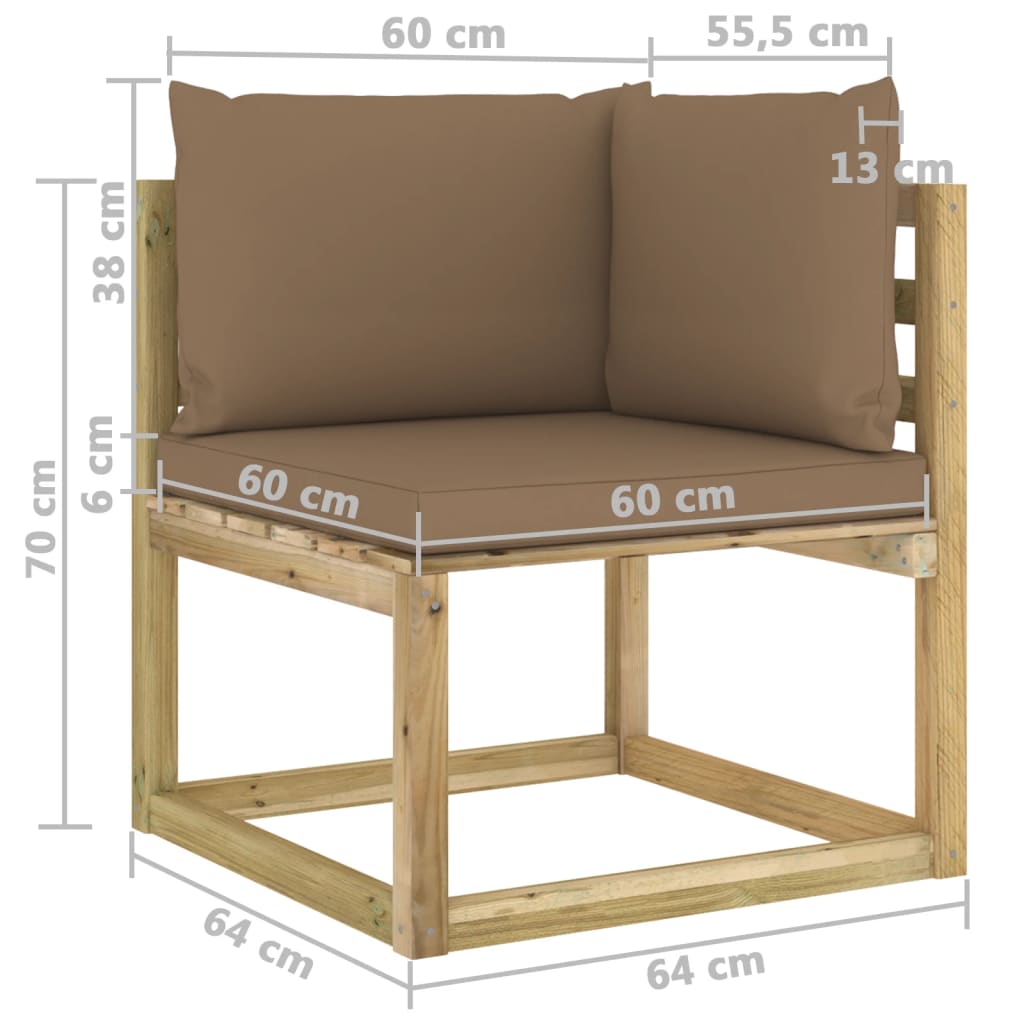 Garten-Ecksofa mit Kissen Grün Imprägniertes Kiefernholz