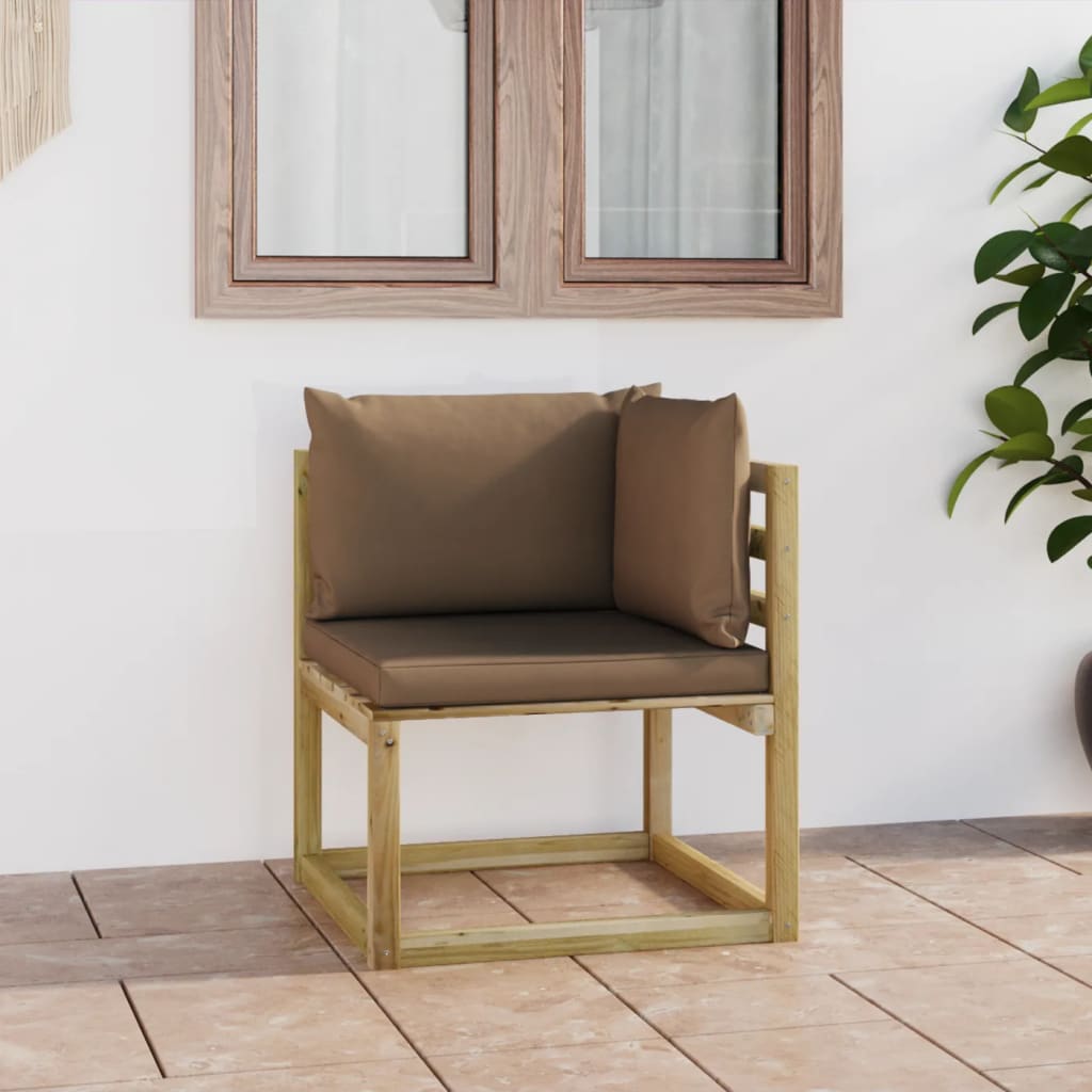 Garten-Ecksofa mit Kissen Grün Imprägniertes Kiefernholz