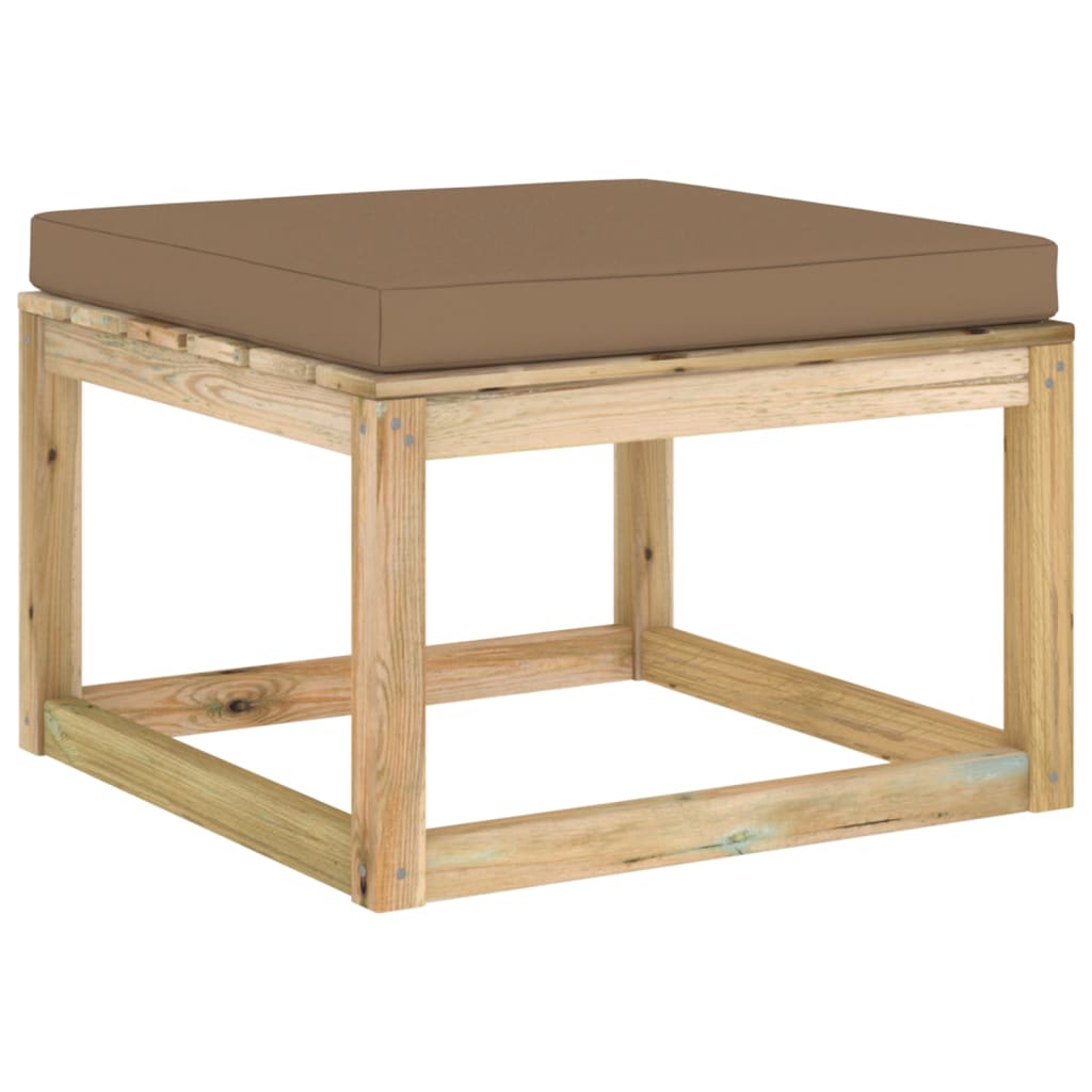 Garten-Fußhocker mit Kissen Grün Imprägniertes Kiefernholz