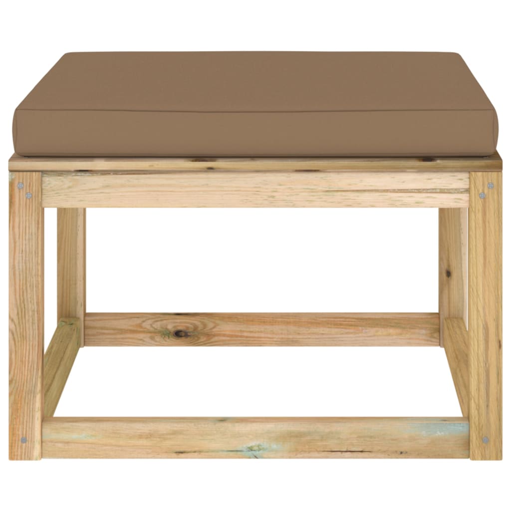 Garten-Fußhocker mit Kissen Grün Imprägniertes Kiefernholz