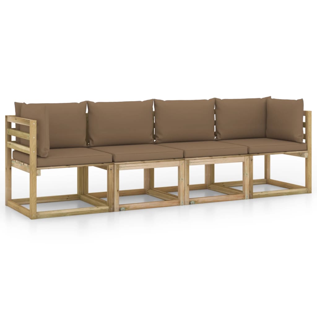4-Sitzer-Gartensofa mit Taupe Kissen