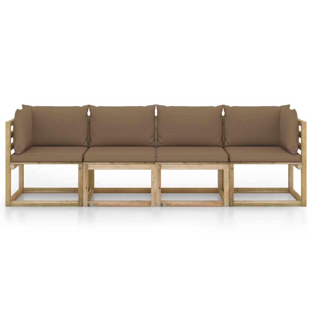 4-Sitzer-Gartensofa mit Taupe Kissen
