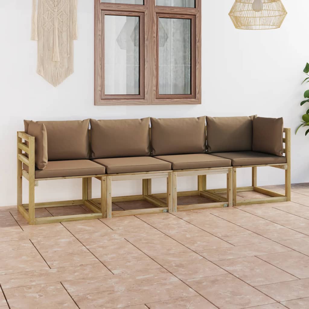 4-Sitzer-Gartensofa mit Taupe Kissen