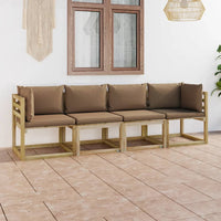 Thumbnail for 4-Sitzer-Gartensofa mit Taupe Kissen