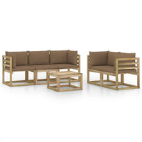Thumbnail for 6-tlg. Garten-Lounge-Set mit Taupe Kissen
