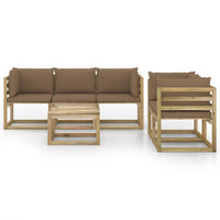 Thumbnail for 6-tlg. Garten-Lounge-Set mit Taupe Kissen