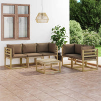 Thumbnail for 6-tlg. Garten-Lounge-Set mit Taupe Kissen