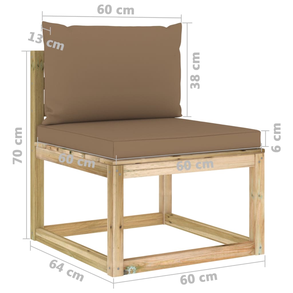 7-tlg. Garten-Lounge-Set mit Kissen Imprägniertes Kiefernholz