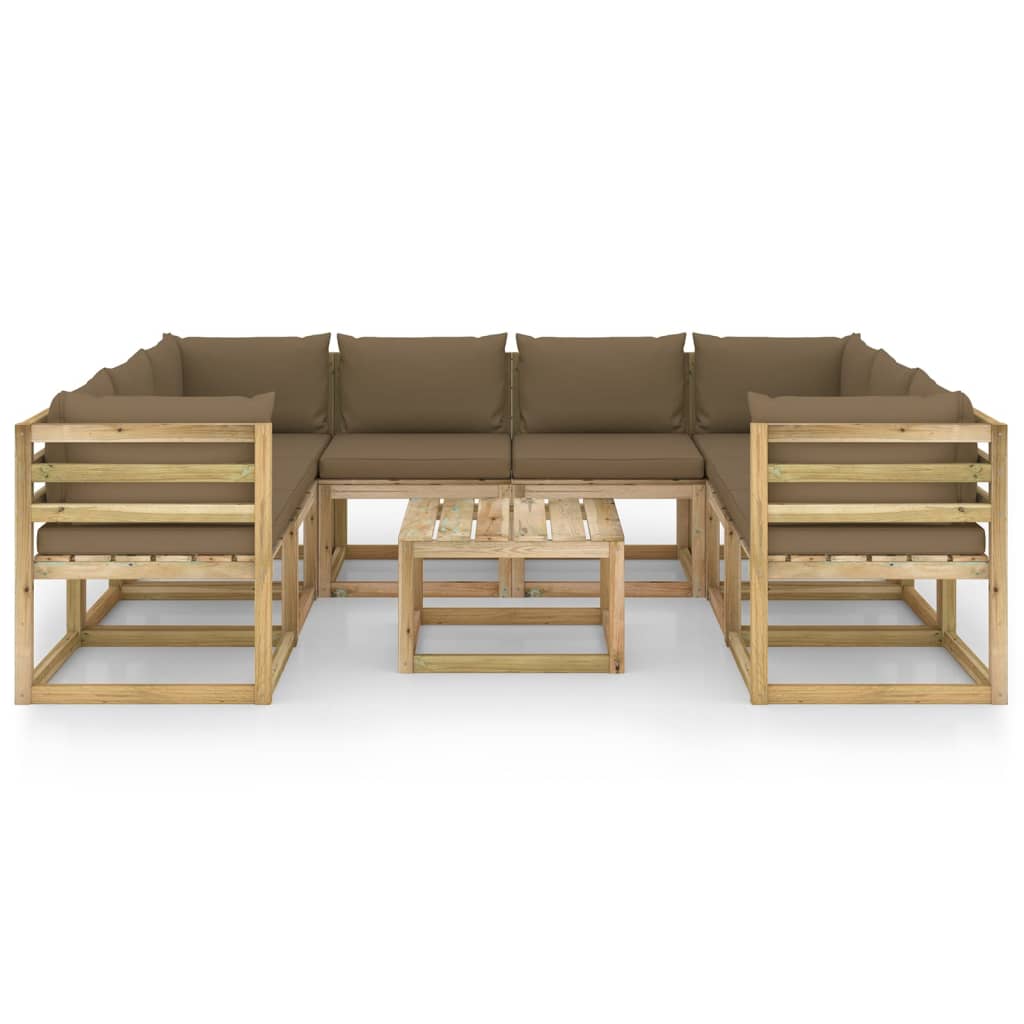 9-tlg. Garten-Lounge-Set mit Kissen Imprägniertes Kiefernholz