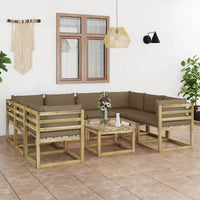 Thumbnail for 9-tlg. Garten-Lounge-Set mit Kissen Imprägniertes Kiefernholz