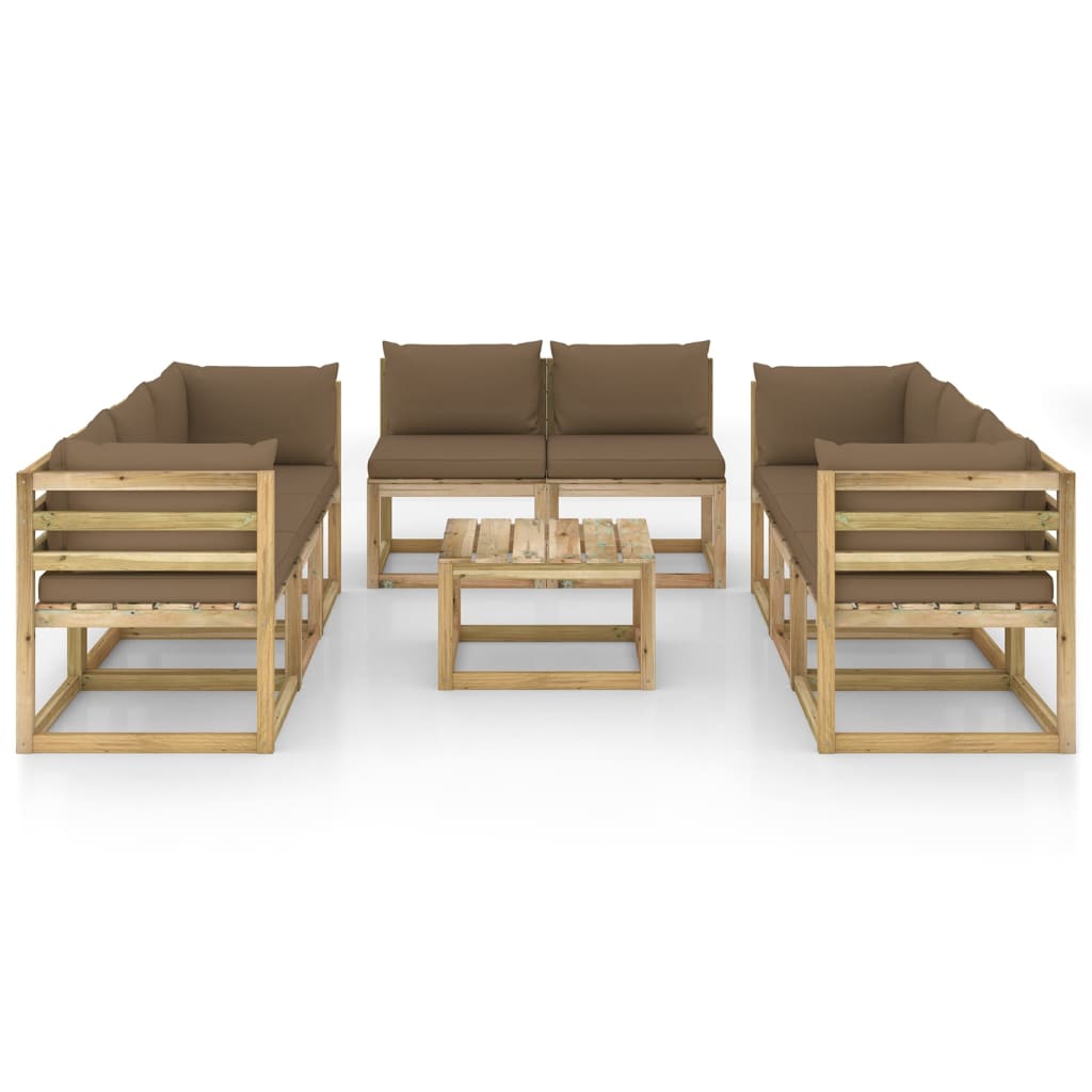 9-tlg. Garten-Lounge-Set mit Kissen Imprägniertes Kiefernholz