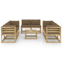 Thumbnail for 9-tlg. Garten-Lounge-Set mit Kissen Imprägniertes Kiefernholz