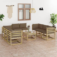 Thumbnail for 9-tlg. Garten-Lounge-Set mit Kissen Imprägniertes Kiefernholz