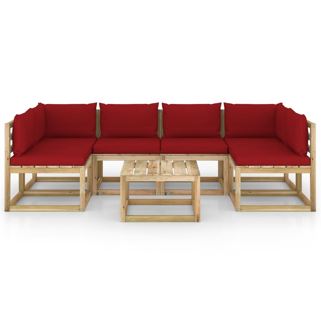 7-tlg. Garten-Lounge-Set mit Kissen Imprägniertes Kiefernholz