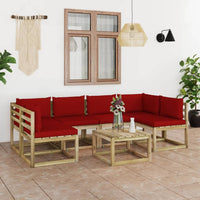 Thumbnail for 7-tlg. Garten-Lounge-Set mit Kissen Imprägniertes Kiefernholz
