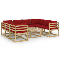 Thumbnail for 9-tlg. Garten-Lounge-Set mit Kissen Imprägniertes Kiefernholz