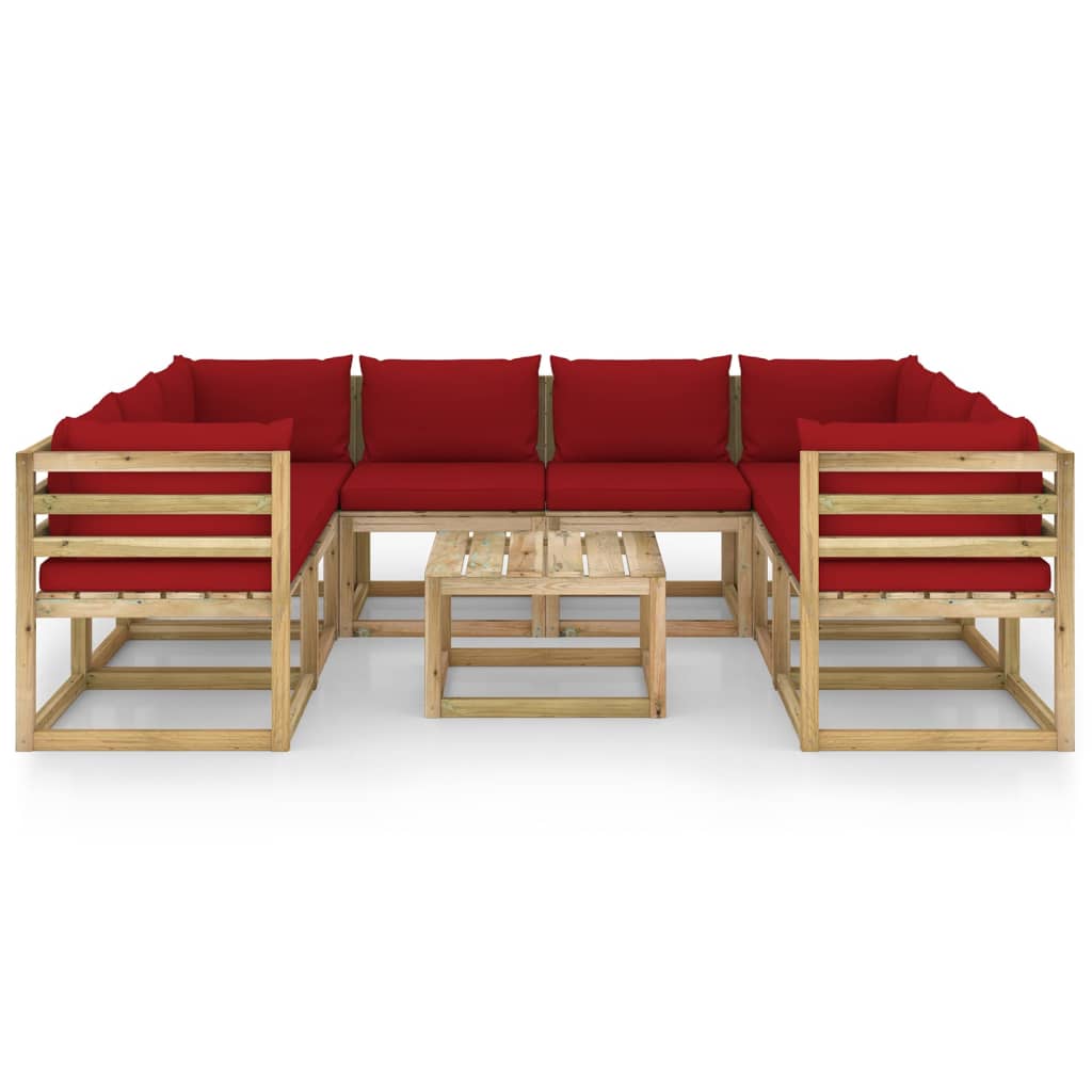 9-tlg. Garten-Lounge-Set mit Kissen Imprägniertes Kiefernholz