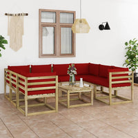 Thumbnail for 9-tlg. Garten-Lounge-Set mit Kissen Imprägniertes Kiefernholz