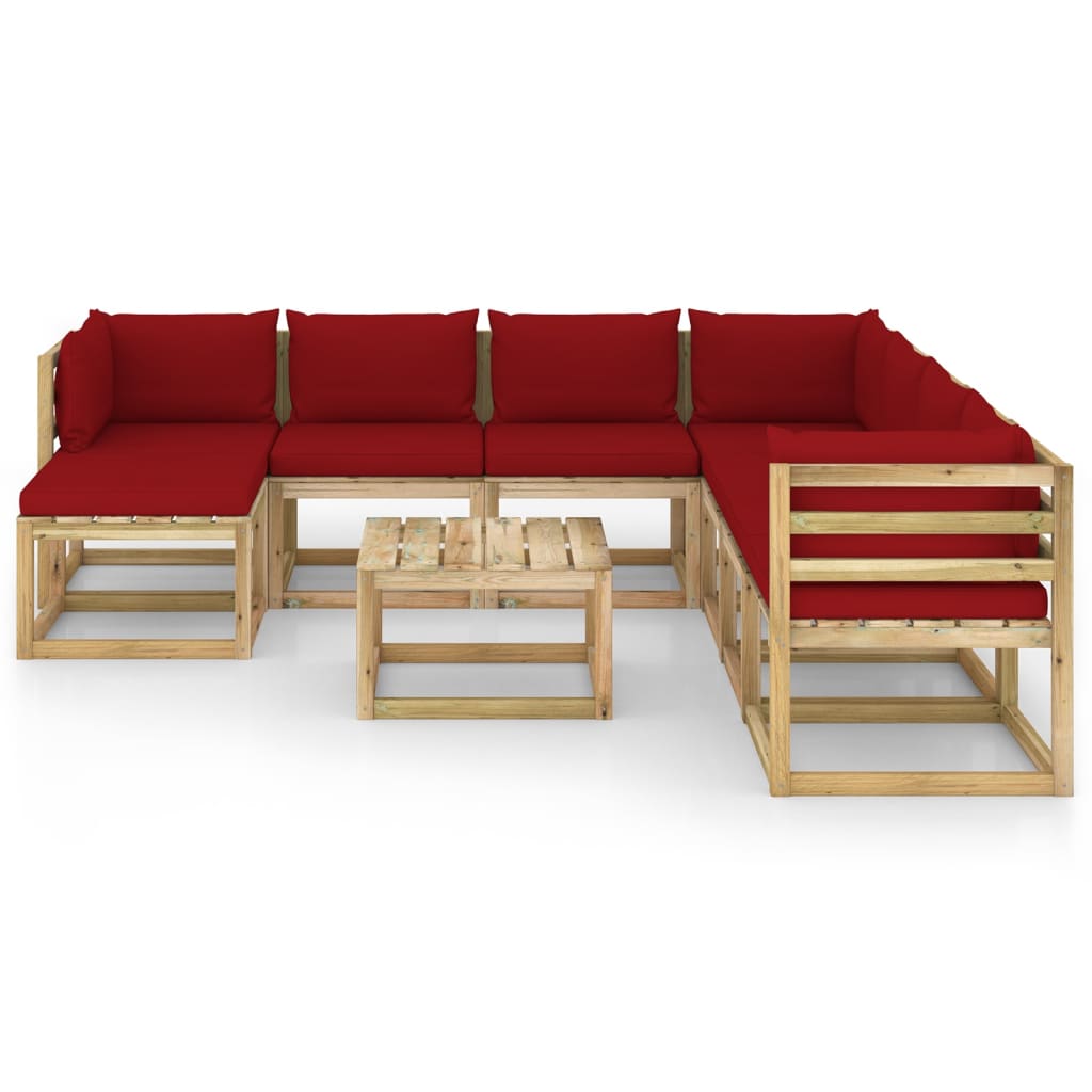9-tlg. Garten-Lounge-Set mit Kissen Imprägniertes Kiefernholz