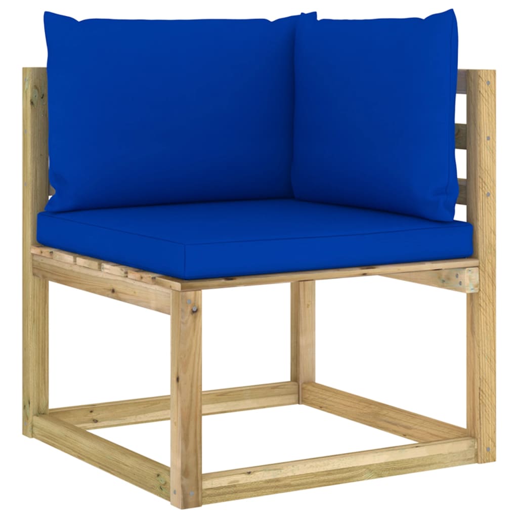 Garten-Ecksofas mit Kissen 2 Stk. Kiefernholz Grün Imprägniert