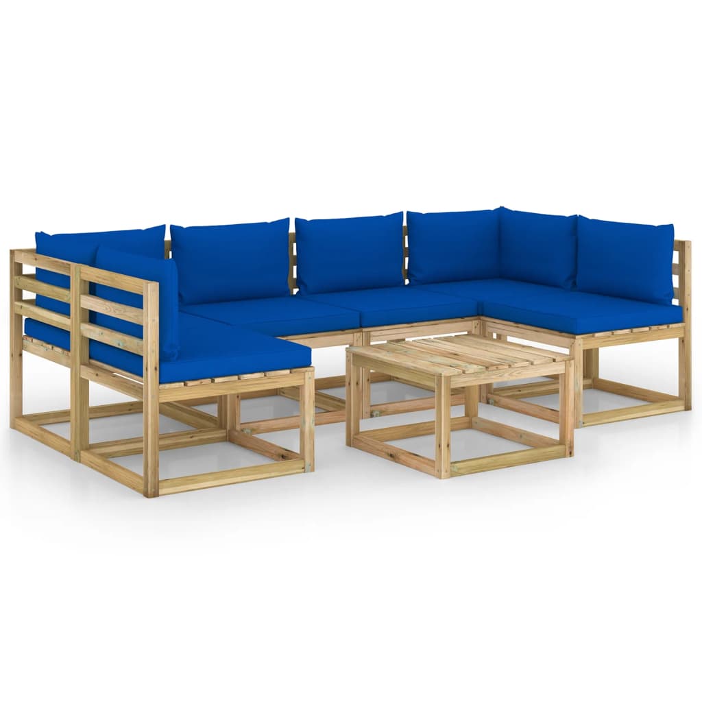 7-tlg. Garten-Lounge-Set mit Kissen Imprägniertes Kiefernholz