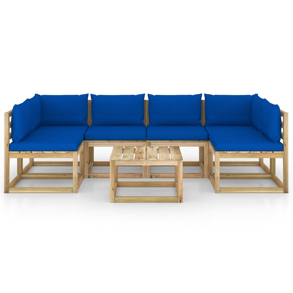 7-tlg. Garten-Lounge-Set mit Kissen Imprägniertes Kiefernholz