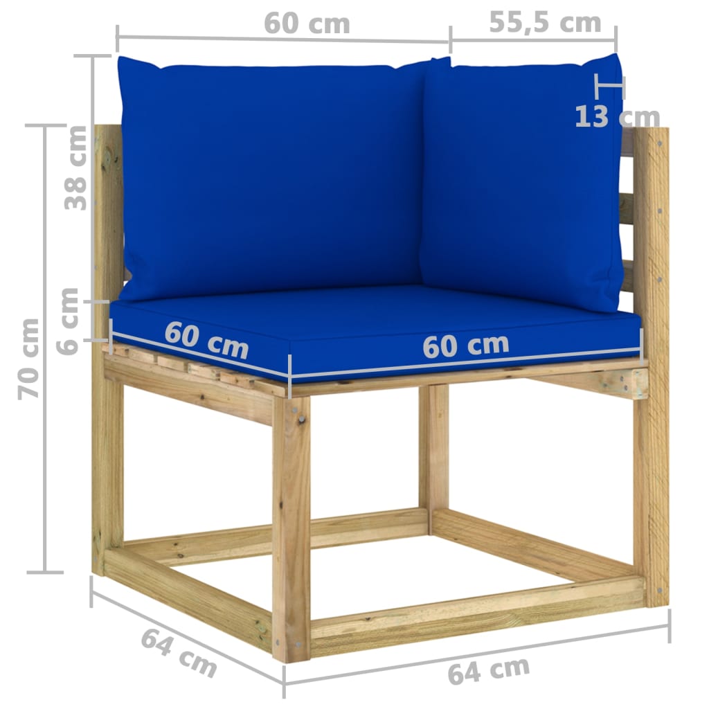 7-tlg. Garten-Lounge-Set mit Kissen Imprägniertes Kiefernholz