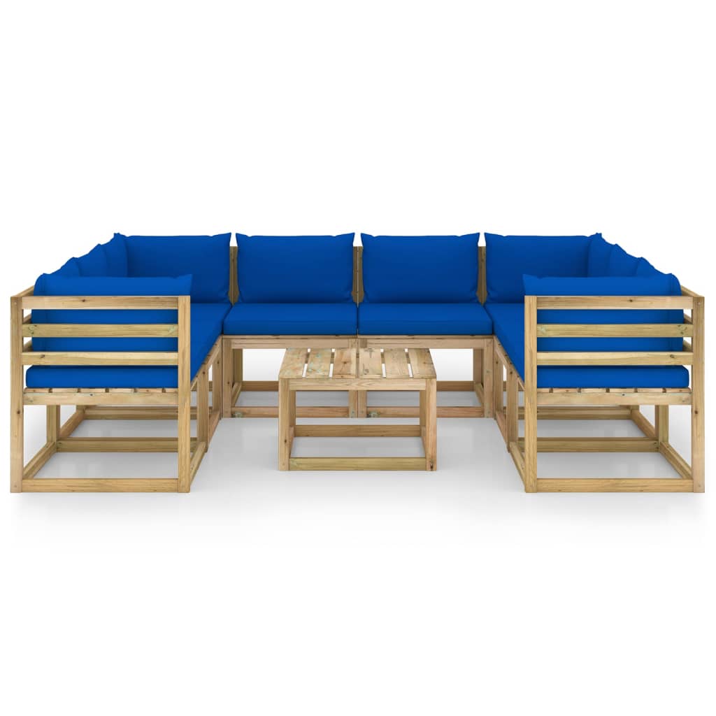 9-tlg. Garten-Lounge-Set mit Kissen Imprägniertes Kiefernholz